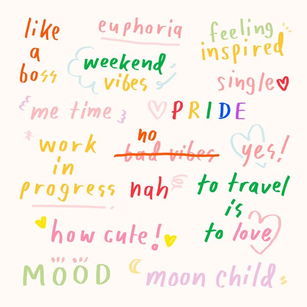 Linda tipografía de doodle pastel en un fondo beige