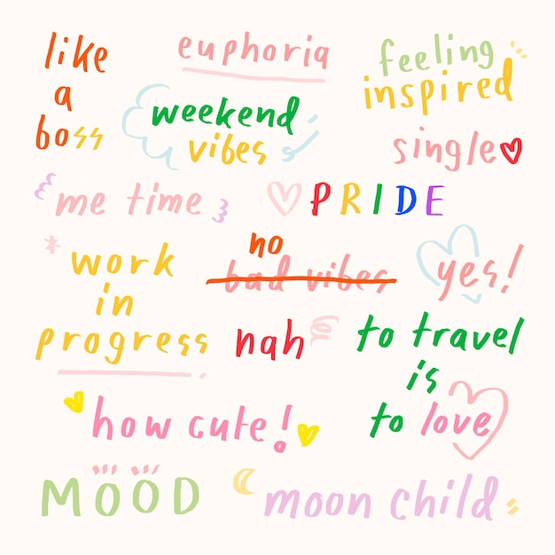 Linda tipografía de doodle pastel en un fondo beige