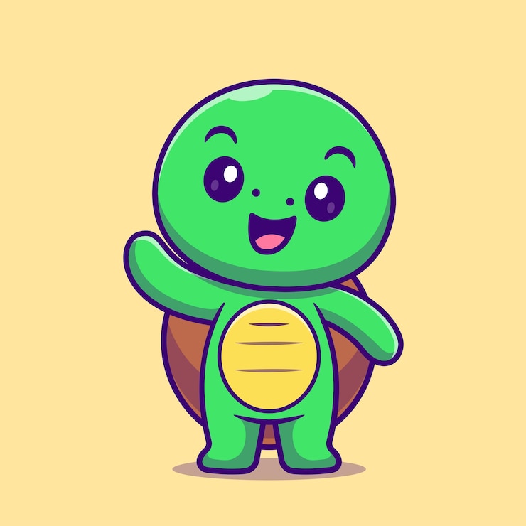 Vector gratuito linda tortuga agitando la mano dibujos animados vector icono ilustración animal naturaleza icono concepto aislado plano