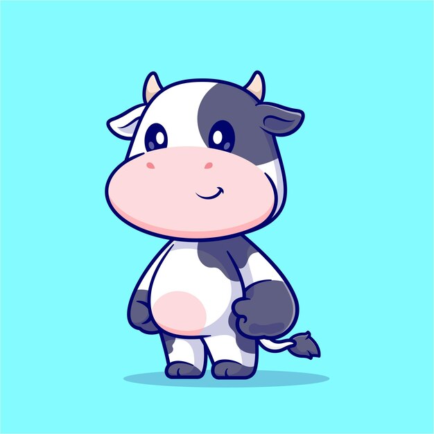 Linda vaca de pie de dibujos animados Vector icono ilustración Animal naturaleza icono concepto aislado Premium plana