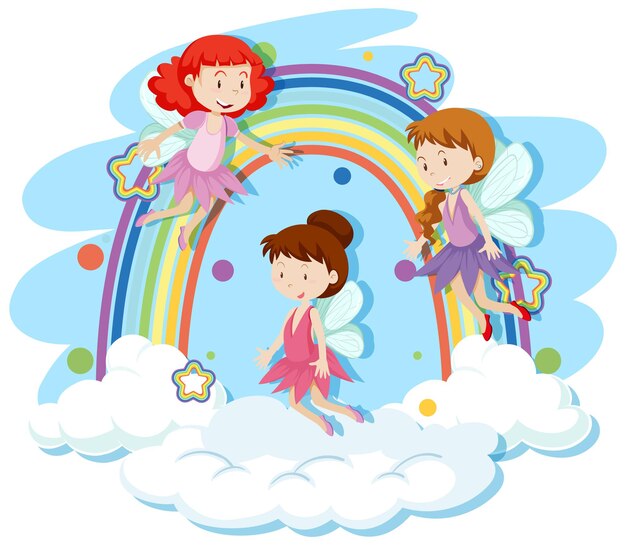 Lindas hadas volando en el cielo