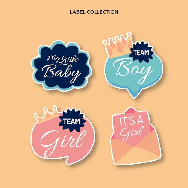 Vector gratuito lindas insignias de diseño de baby shower