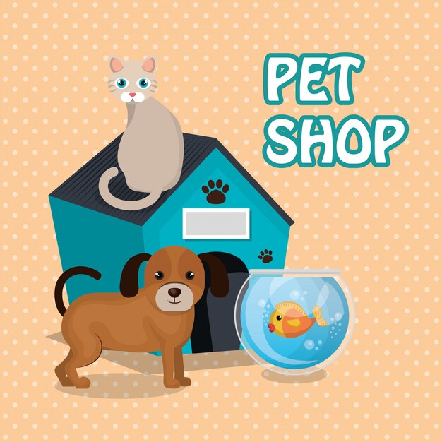 lindas mascotas e iconos de la tienda de mascotas