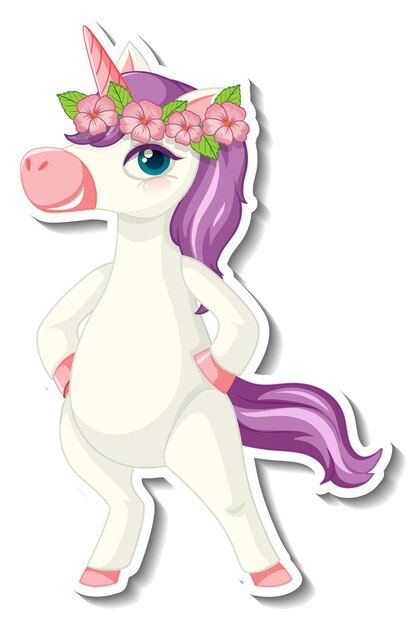Lindas pegatinas de unicornio con un divertido personaje de dibujos animados de unicornio