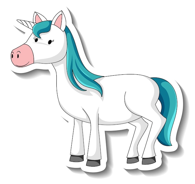 Lindas pegatinas de unicornio con un personaje de dibujos animados de unicornio azul