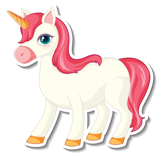 Lindas pegatinas de unicornio con un personaje de dibujos animados de unicornio rosa