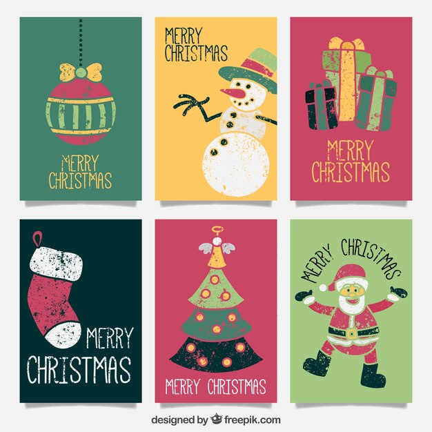 Lindas tarjetas vintage de feliz navidad