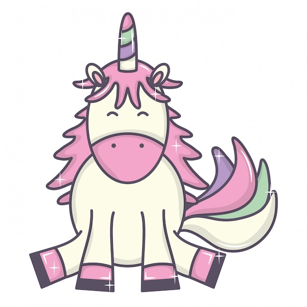 Vector gratuito lindo adorable personaje de hadas unicornio