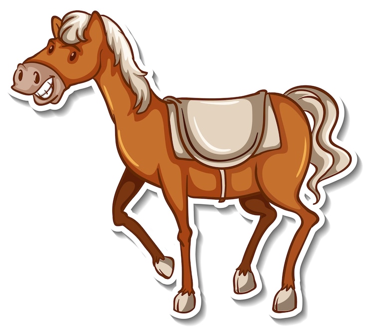 Vector gratuito un lindo animal de dibujos animados de caballo pegatina
