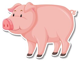 Vector gratuito un lindo animal de dibujos animados de cerdo pegatina