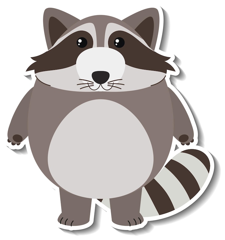 Vector gratuito un lindo animal de dibujos animados de mapache pegatina
