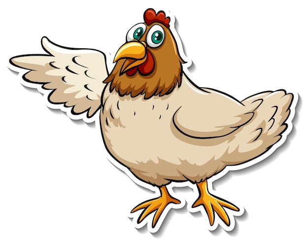 Un lindo animal de dibujos animados de pollo pegatina