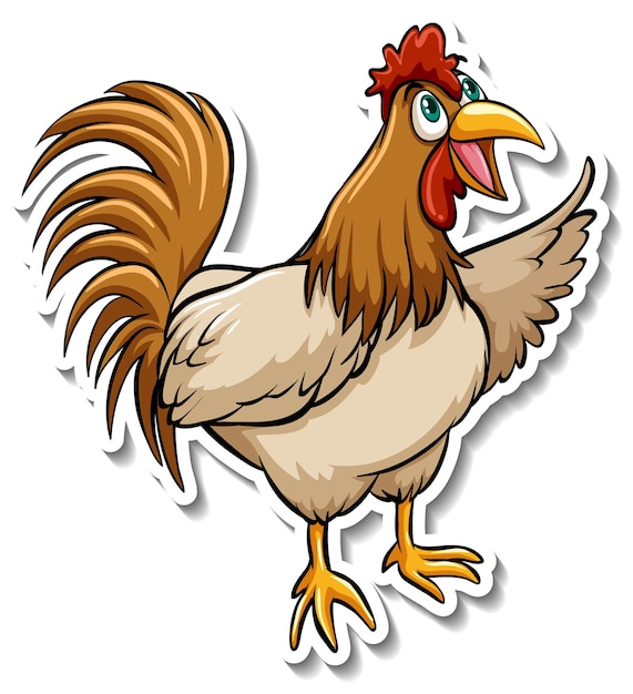 Vector gratuito un lindo animal de dibujos animados de pollo pegatina