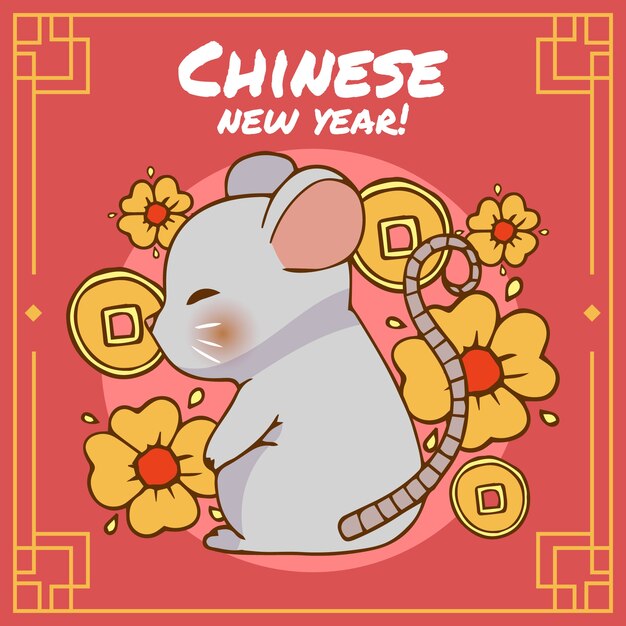 Lindo año nuevo chino dibujado a mano