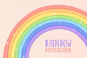 Vector gratis lindo arco iris dibujado a mano en colores pastel de fondo