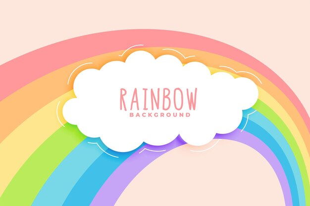 Lindo arco iris y nubes en fondo de colores pastel