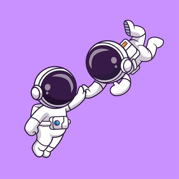 Vector gratuito lindo astronauta amigo jugando en el espacio cartoon vector icono ilustración ciencia tecnología aislada