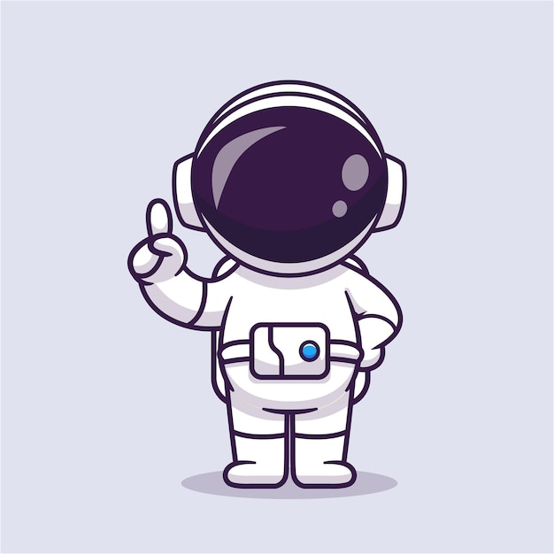 Vector gratuito lindo astronauta apuntando con la mano obtener idea dibujos animados vector icono ilustración ciencia tecnología aislada