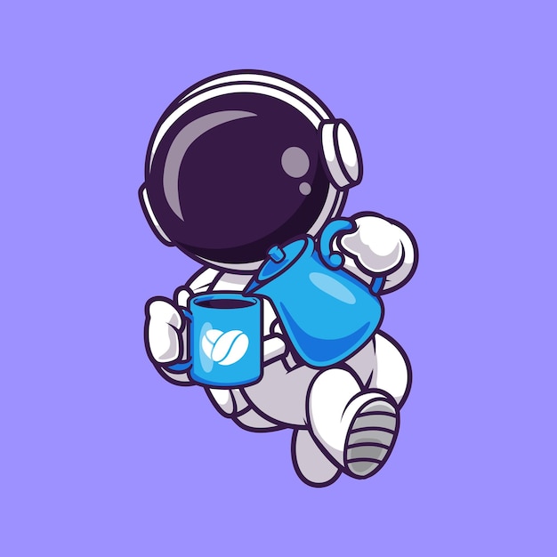 Lindo astronauta bebe café en el espacio Cartoon Vector icono ilustración ciencia bebida icono aislado