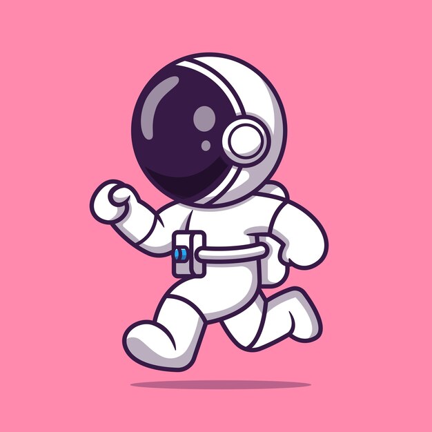 Lindo Astronauta Corriendo Dibujos Animados Vector Icono Ilustración Ciencia Tecnología Icono Concepto Aislado