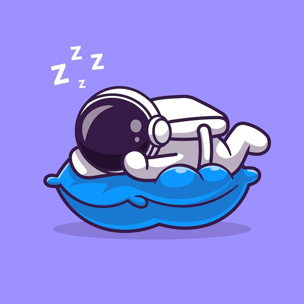 Vector gratuito lindo astronauta durmiendo en almohada cartoon vector icono ilustración ciencia tecnología icono aislado