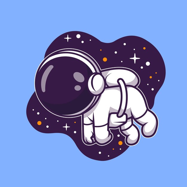 Lindo astronauta flotando y durmiendo en el espacio Dibujos animados Vector Icono Ilustración Ciencia Tecnología