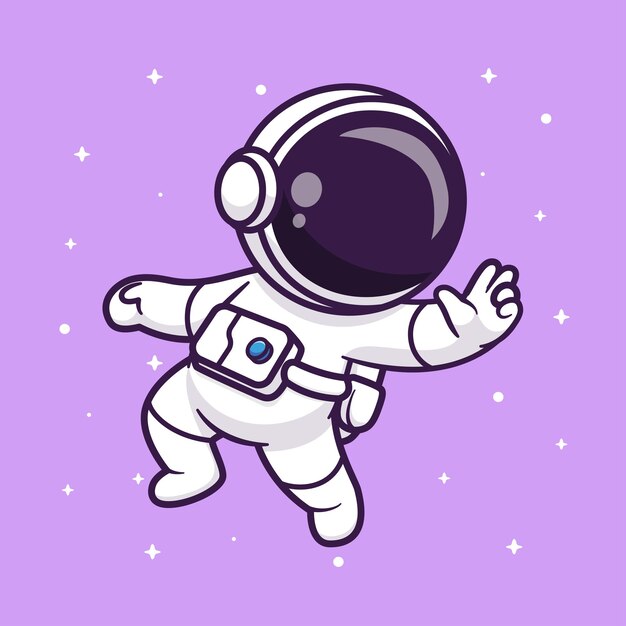 Lindo astronauta flotando en el espacio Dibujos animados Vector Icono Ilustración Ciencia Tecnología Icono aislado