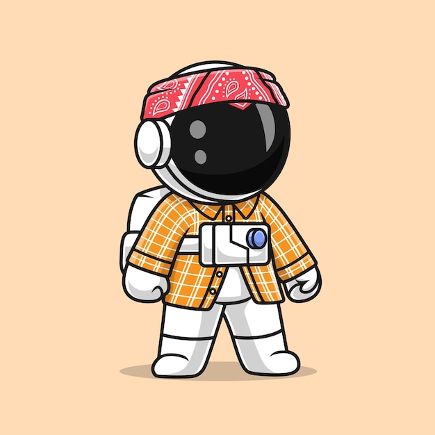 Vector gratuito lindo astronauta gángster dibujos animados vector icono ilustración ciencia vacaciones icono concepto aislado plano