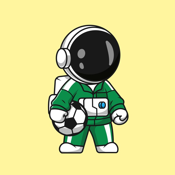 Vector gratuito lindo astronauta jugando fútbol bola dibujos animados vector icono ilustración ciencia deporte icono aislado