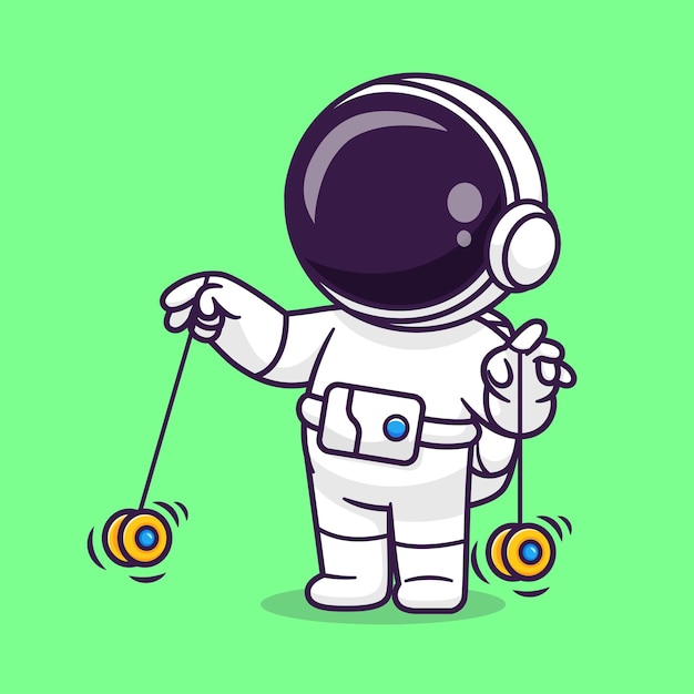 Lindo astronauta jugando yoyo dibujos animados vector icono ilustración ciencia deporte icono concepto aislado