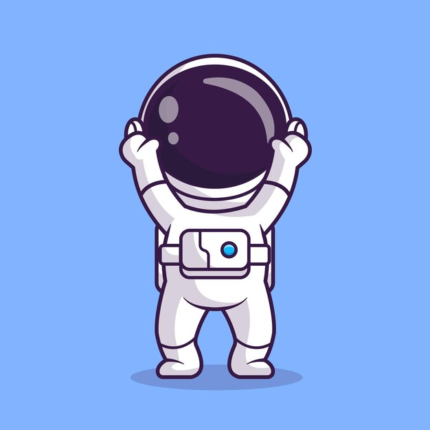 Lindo astronauta levantando la mano Cartoon Vector icono ilustración ciencia tecnología icono aislado plano