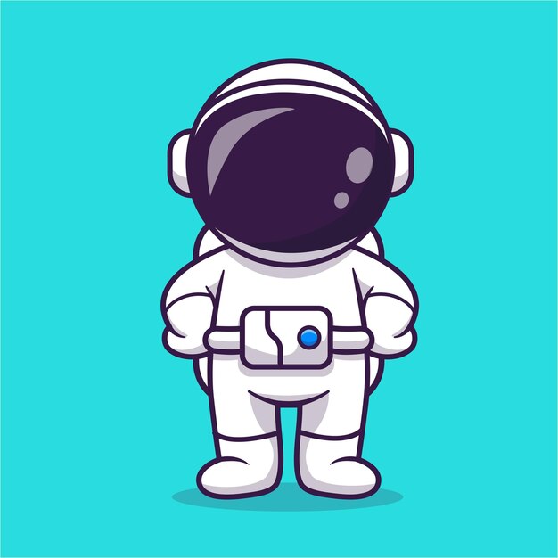 Lindo astronauta manos en cintura dibujos animados Vector icono ilustración ciencia tecnología icono aislado