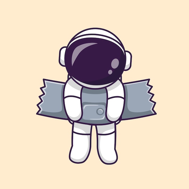 Vector gratuito lindo astronauta palo en la pared con cinta dibujos animados vector icono ilustración ciencia tecnología aislada