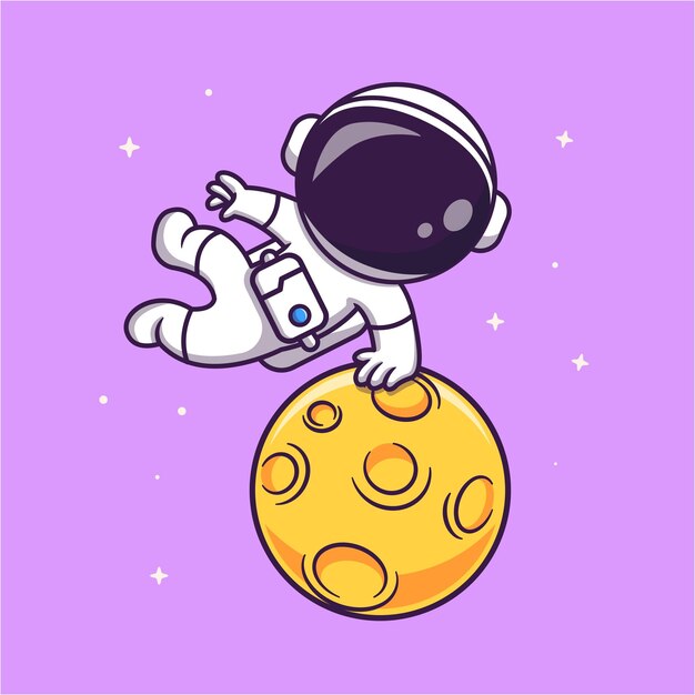 Lindo Astronauta Parkour Salto En La Luna Dibujos Animados Vector Icono Ilustración Ciencia Tecnología Aislada