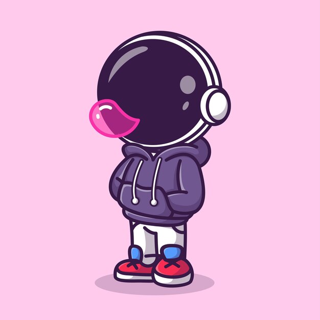 Lindo astronauta soplando caramelo burbuja dibujos animados Vector icono ilustración ciencia moda icono aislado