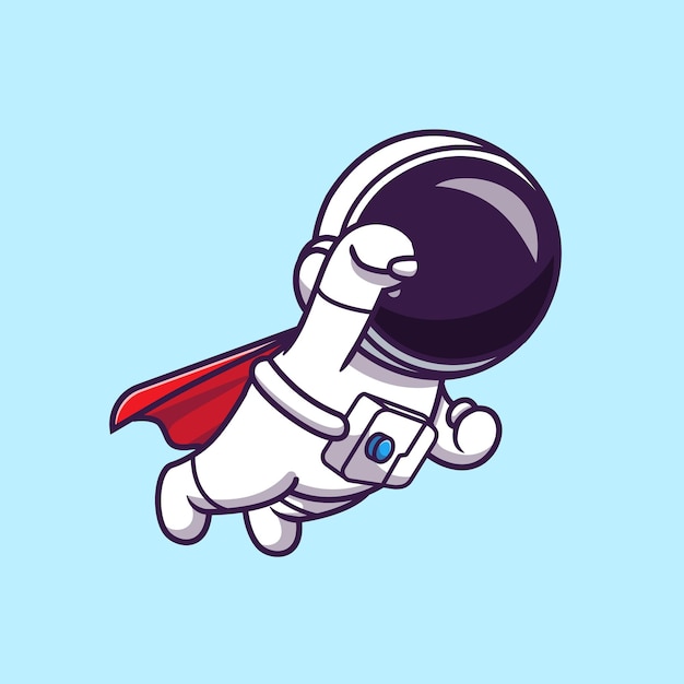 Vector gratuito lindo astronauta super volando ilustración