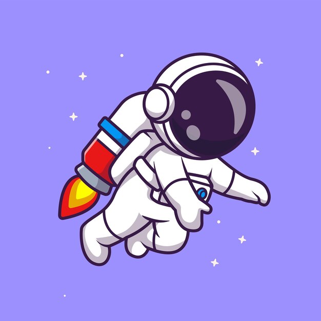 Lindo astronauta volando con cohete en el espacio Dibujos animados Vector Icono Ilustración Ciencia Tecnología Icono