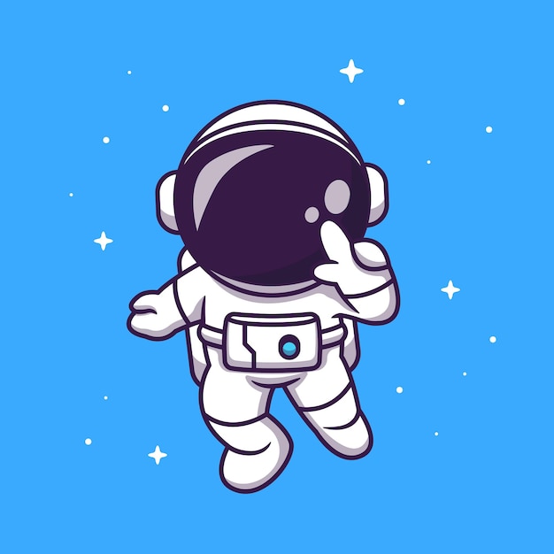 Lindo astronauta volando en la ilustración de icono de dibujos animados de espacio.