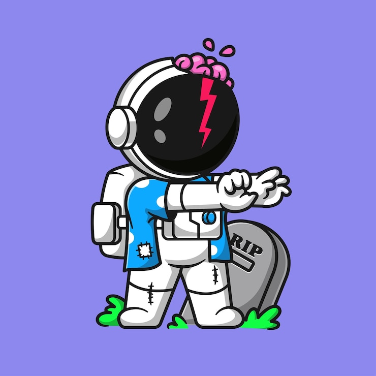 Vector gratuito lindo astronauta zombie dibujos animados vector icono ilustración ciencia vacaciones icono concepto aislado plano