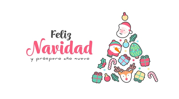 Lindo banner navideño con elementos navideños dibujados a mano