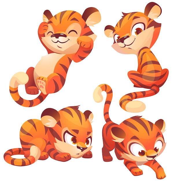 Lindo bebé tigre personaje duerme y se cuela