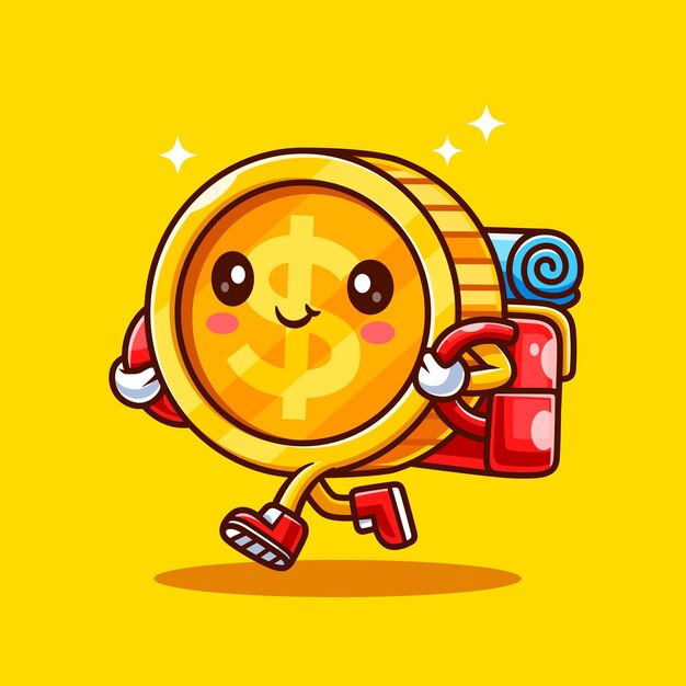 Lindo bolso para llevar monedas de oro icono vectorial de dibujos animados ilustración finanzas icono deportivo aislado plano