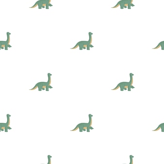 Lindo braquiosaurio de patrones sin fisuras. bosquejo divertido del dinosaurio de los niños. textura repetida en estilo garabato para tela, papel de envolver, papel tapiz, tejido. ilustración vectorial