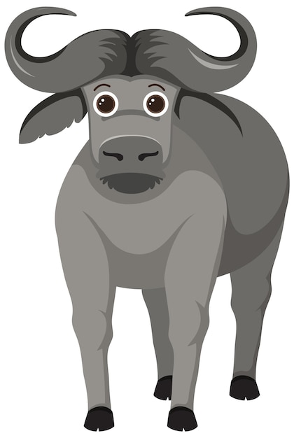 Lindo búfalo en estilo de dibujos animados plana