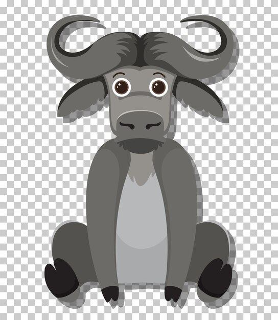 Lindo búfalo en estilo de dibujos animados plana