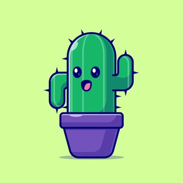 Vector gratuito lindo cactus en maceta dibujos animados vector icono ilustración naturaleza objeto icono concepto aislado vector plano