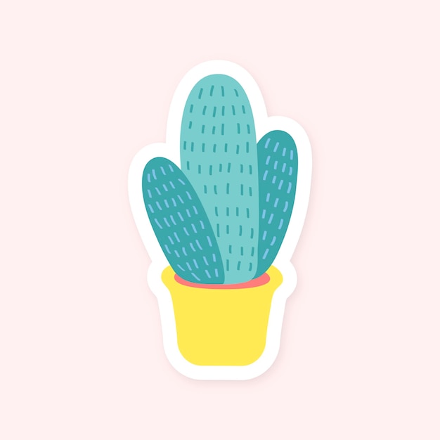 Vector gratuito lindo cactus en maceta pegatina