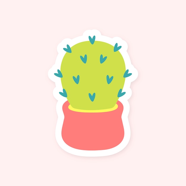 Vector gratuito lindo cactus en vector de pegatina de olla