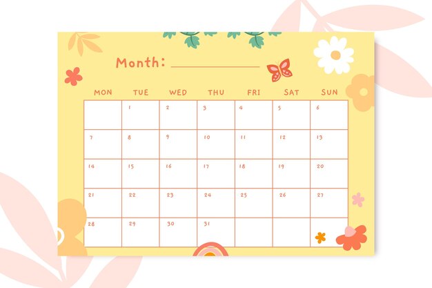 Lindo calendario floral diario de primavera