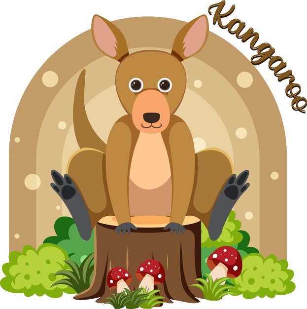 Lindo canguro en estilo plano de dibujos animados